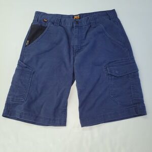 Timberland Pro Cargo‎ Shorts Mens Size 32x11 Straight Fit Blue Cotton Blend Flex